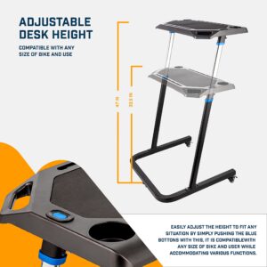 Portable Multi-Tasking Bike Trainer Fitness Desk – with 4-Tier Riser Block for Front Wheel with Anti-Skid Design