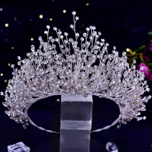 Bridal Wedding Headband Crystal Tiara Crown，Queen Tiaras and Crowns，Wedding Bride Crowns For Birthday Party Wedding Pageant Hair Accessories (Silver/Single crown)