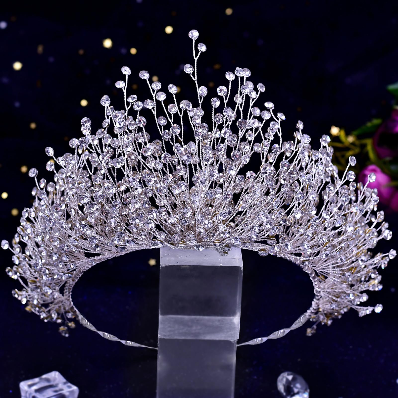 Bridal Wedding Headband Crystal Tiara Crown，Queen Tiaras and Crowns，Wedding Bride Crowns For Birthday Party Wedding Pageant Hair Accessories (Silver/Single crown)