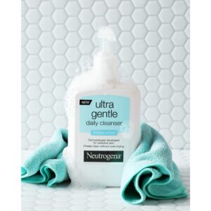 Neutrogena Ultra Gentle Daily Face Wash for Sensitive Skin, Oil-Free, Soap-Free, Hypoallergenic & Non-Comedogenic Foaming Facial Cleanser, 12 fl. oz, Pack of 3.