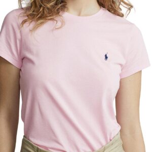 Polo Ralph Lauren Womens Crew Neck Jersey T-Shirt (X-Large, LitePink)