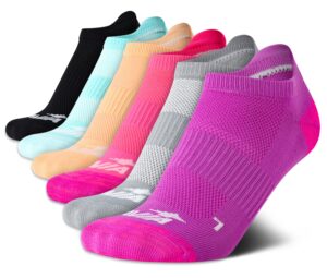 avia women's no show low cut running socks (6 pack), size 4-9, purple multi mesh