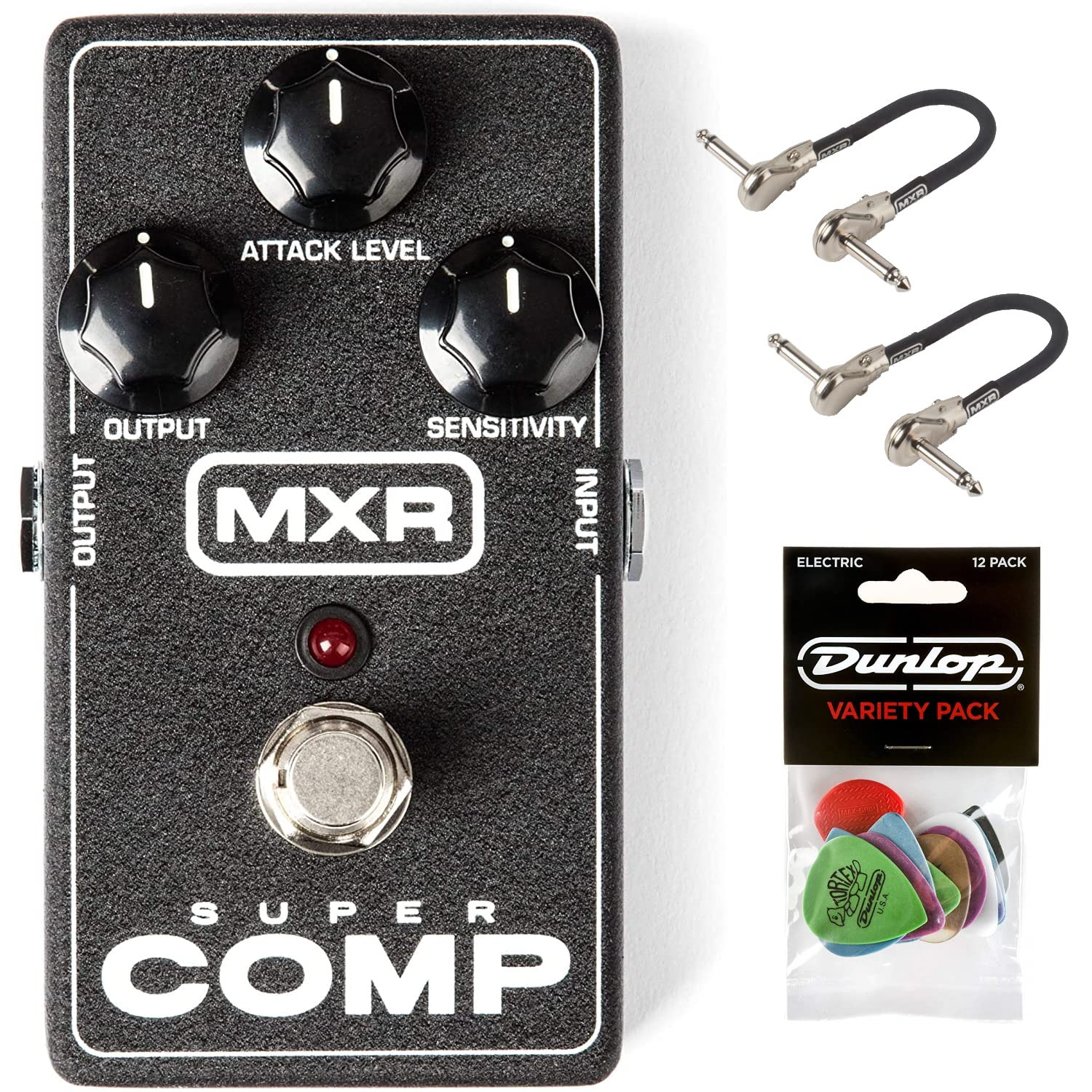 Briskdrop MXR M132 Super Comp Compressor Bundle with 2 MXR Patch Cables and Dunlop Pick Pack