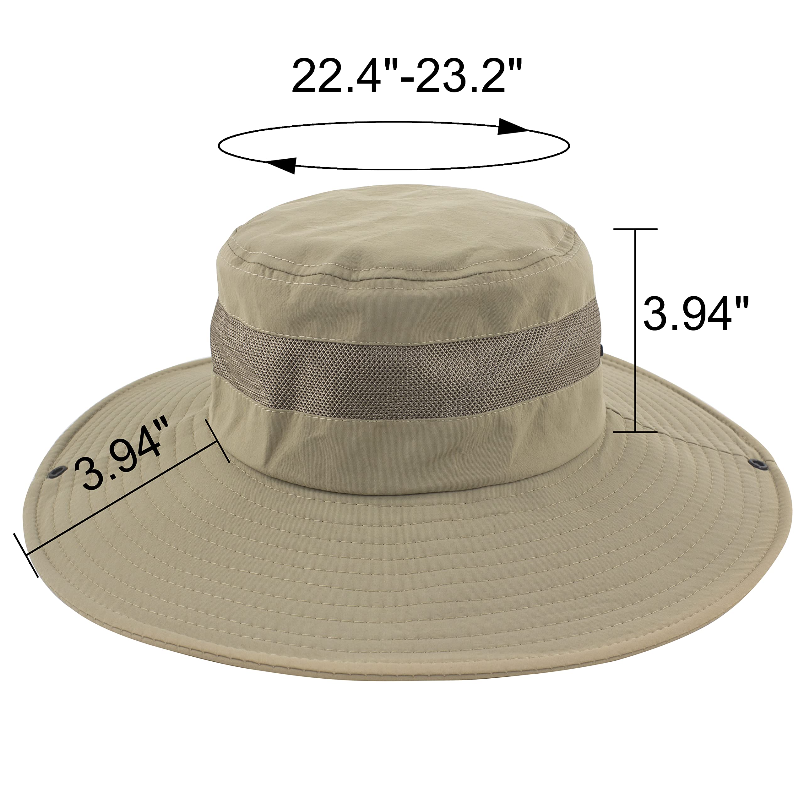 Muryobao Men's Boonie Hat UPF 50+ Summer Sun Hat UV Protection Wide Brim Waterproof Bucket Hat for Safari Garden Beach Fishing Cap Khaki