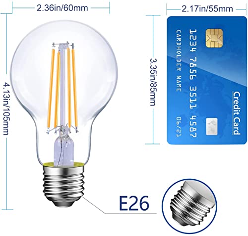 liveMAX E26 LED Light Bulbs,40 Watt Equivalent,4000K Daylight Classic Clear Glass A19 LED Filament Bulb Non-Dimmable,Pack of 6