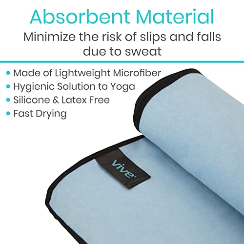 Vive Non Slip Yoga Towel & Hand Towel - Microfiber, Quick Drying, Washable, Lightweight - Non Slip Grip Hot Pilates Mat- Soft & Large Sweat Absorbent for Workouts & Safe Exercise - 24" x72"