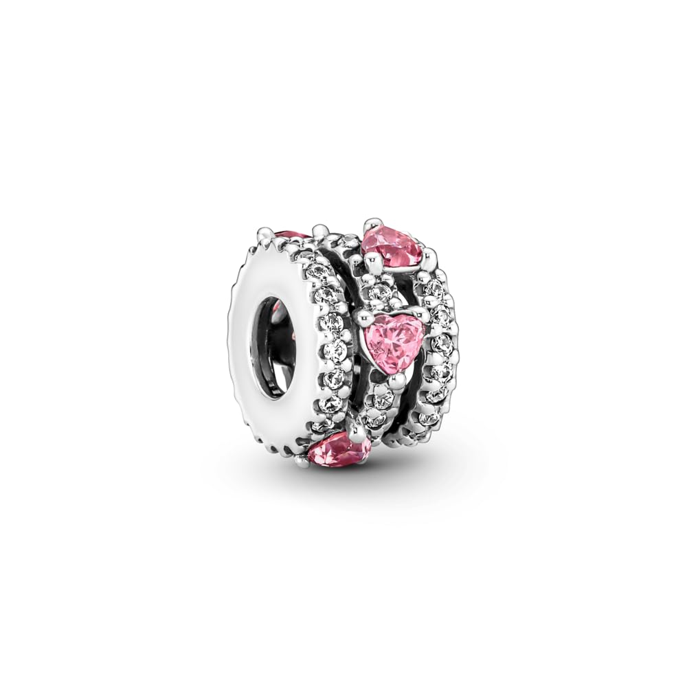 PANDORA Sparkling Triple Halo Hearts Charm - Compatible with PANDORA Moments - Stunning Women's Jewelry - Made with Sterling Silver & Cubic Zirconia