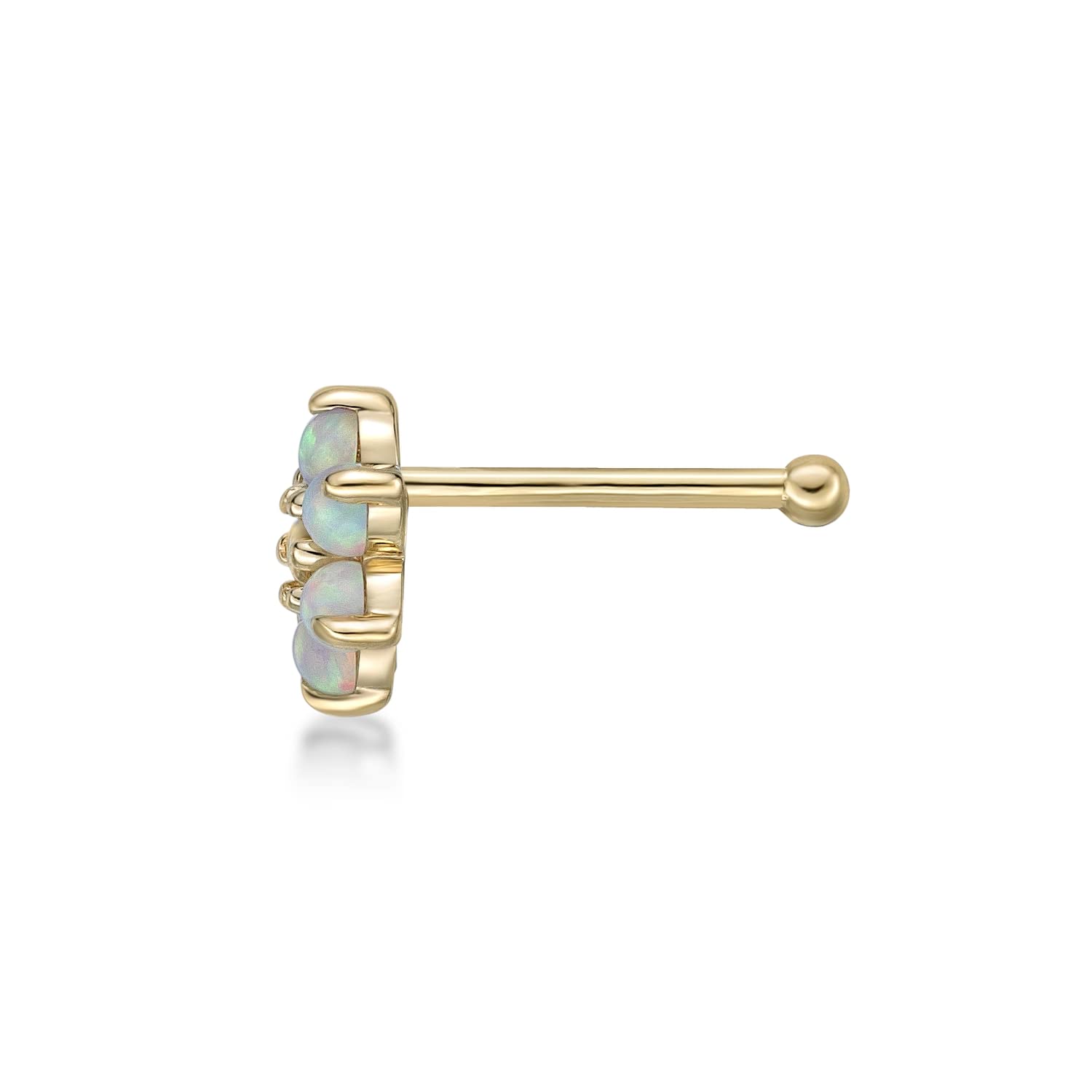 Lavari Jewelers 20 Gauge Opal Swarovski Crystals 6 Petal Flower Straight Bone Nose Stud in 14k Yellow Gold 3.5 mm 20G