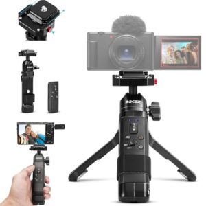 Remote Wireless Camera Shooting Grip and Tripod for Video, Ideal for vlogging Sony A6700, ZV-E10, ZV-E1, ZV-1 II, RX100 VII, A6600, A6400 Canon Camera, Zoom Control Quick Release INKEE IRONBEE