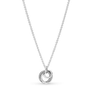 pandora family always encircled pendant necklace - great gift for women - adjustable necklace with lobster clasp - sterling silver & cubic zirconia - 23.6", no gift box