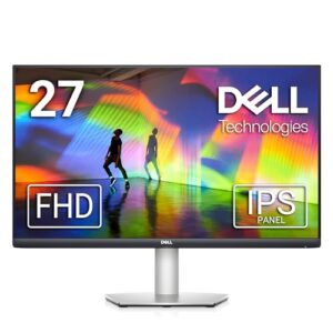 dell s2721hs full hd 1920 x 1080p, 75hz ips led lcd thin bezel adjustable gaming monitor, 4ms grey-to-grey response time, 16.7 million colors, hdmi ports, amd freesync, platinum silver, 27.0" fhd