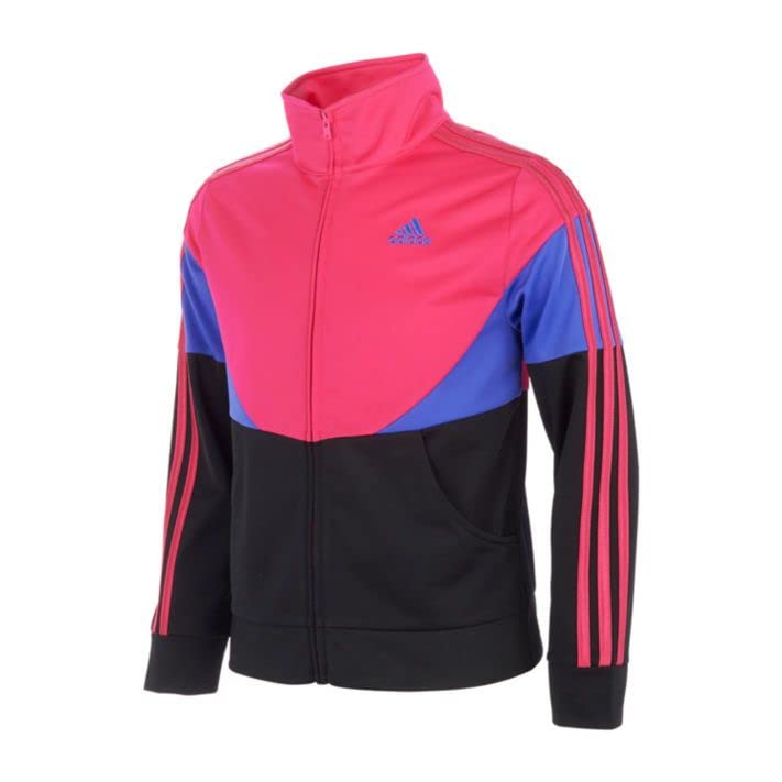 adidas Colorblock Tricot Track Jacket (Large, Real Magenta)