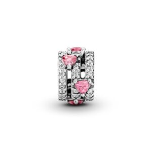 PANDORA Sparkling Triple Halo Hearts Charm - Compatible with PANDORA Moments - Stunning Women's Jewelry - Made with Sterling Silver & Cubic Zirconia