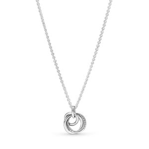 Pandora Family Always Encircled Pendant Necklace - Great Gift for Women - Adjustable Necklace with Lobster Clasp - Sterling Silver & Cubic Zirconia - 23.6", No Gift Box