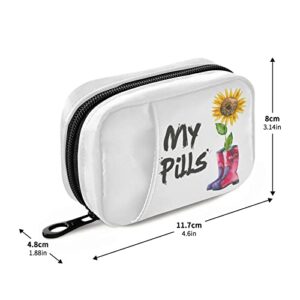 Naanle My Sunflower Pill Box 7 Day Pill Case Travel Pill Organizer Bag with Zipper Portable Weekly Case Compact Size for Vitamin Supplement Holder