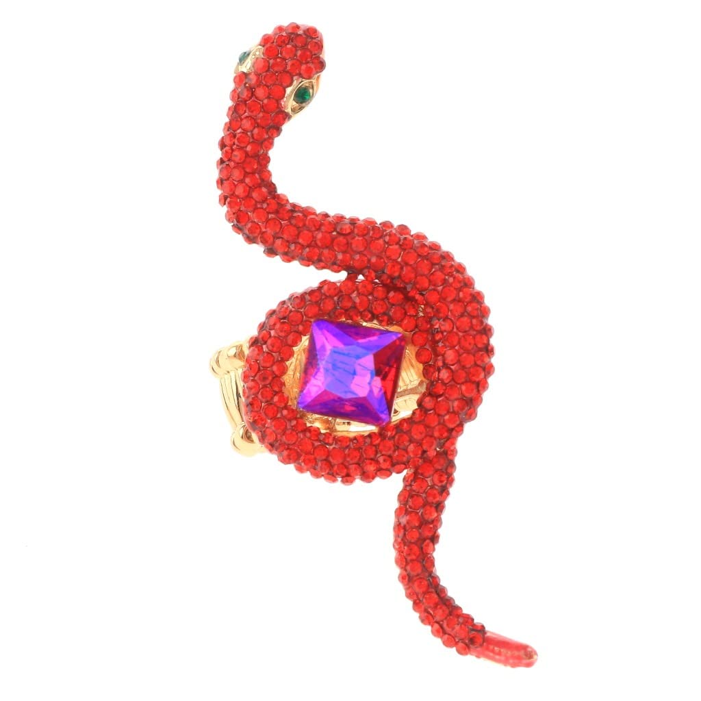 Crystal Stretch Snake Ring Red