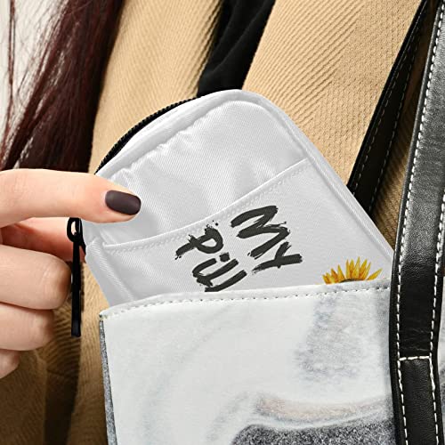 Naanle My Sunflower Pill Box 7 Day Pill Case Travel Pill Organizer Bag with Zipper Portable Weekly Case Compact Size for Vitamin Supplement Holder