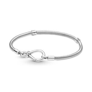 pandora moments infinity knot snake chain bracelet - compatible moments charms - sterling silver charm bracelet for women - gift for her - 17 cm, no gift box