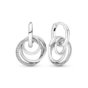 pandora family always encircled hoop earrings - elegant earrings for women - great gift for her - made with sterling silver & cubic zirconia