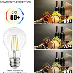 liveMAX E26 LED Light Bulbs,40 Watt Equivalent,4000K Daylight Classic Clear Glass A19 LED Filament Bulb Non-Dimmable,Pack of 6