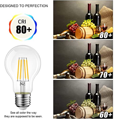 liveMAX E26 LED Light Bulbs,40 Watt Equivalent,4000K Daylight Classic Clear Glass A19 LED Filament Bulb Non-Dimmable,Pack of 6