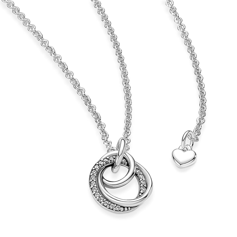 Pandora Family Always Encircled Pendant Necklace - Great Gift for Women - Adjustable Necklace with Lobster Clasp - Sterling Silver & Cubic Zirconia - 23.6", No Gift Box