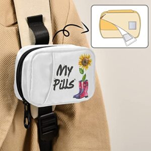 Naanle My Sunflower Pill Box 7 Day Pill Case Travel Pill Organizer Bag with Zipper Portable Weekly Case Compact Size for Vitamin Supplement Holder