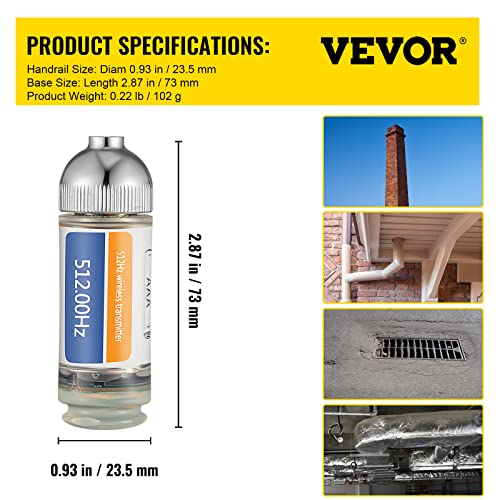 VEVOR 512HZ Sonde 8/5" and 1/4-20" Connectors Rigid Drain Locating & Detecting Small Sewer & Pipelines, Silver