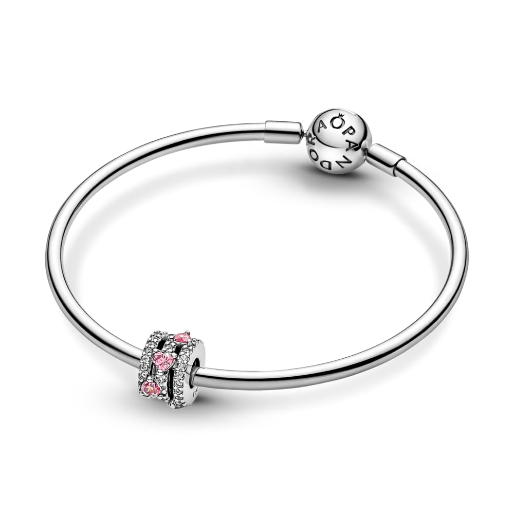 PANDORA Sparkling Triple Halo Hearts Charm - Compatible with PANDORA Moments - Stunning Women's Jewelry - Made with Sterling Silver & Cubic Zirconia