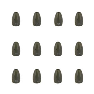 Fishfun 12Pcs Tungsten Flipping Fishing Weights, Sizes Engraved Worm Sinkers for Bass Fishing, 1/8oz, Green Pumpkin