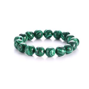 6/8/10/12/14mm Round Natural Malachite Beaded Bracelet Dainty Gemstone Bangle Malachite Stone Stretch Bracelets Yoga Healing Crystals Quartz Chakra Bracelet for Women Men Girls Gifts-C 10mm