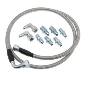 OSIAS Stainless Steel Braided Transmission Cooler Hoses Fittings， Fit for Chevy Mopar GM GMC Buick Cadillac Cars and Trucks, Replace TH350 700R4 TH4