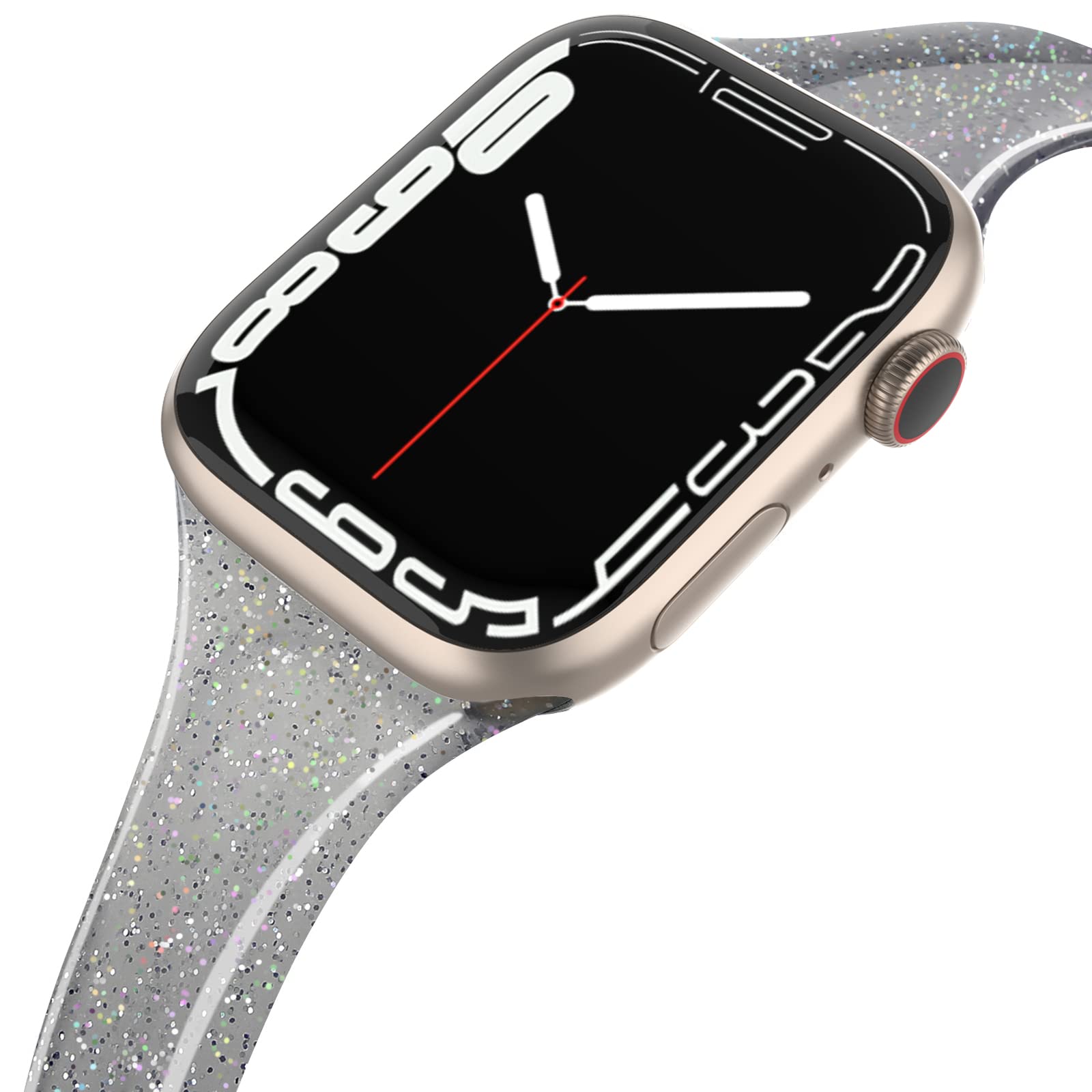 SWEES Compatible with Apple Watch Bands 41mm 38mm 40mm, Shiny Glitter Silicone Soft Slim Small Sport Replacement Strap Compatible for iWatch Series 9 8 7 6 5 4 3 2 1 SE Women