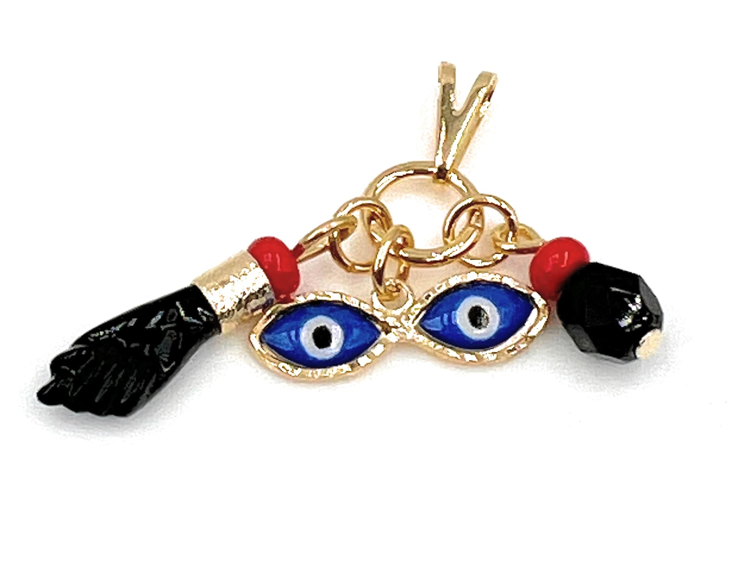 Gold Filled Azabache Pendant Prosperity & Good Fortune Evil Eye Protection Jewelry