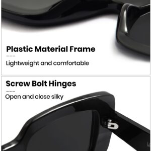 Veda Tinda Vision Rectangle Sunglasses Black Trendy Retro 90s Square Vintage y2k Sunglasses for Women Polarized Men Sunglasses UV Blocking Skin C01S01