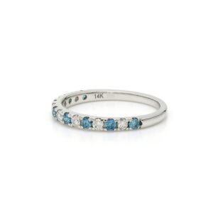 New World Diamonds 14k White Gold Lab-Created Blue Diamond Wedding Ring Band (1/2 cttw, F-G Color, VS-SI Clarity) Size 7