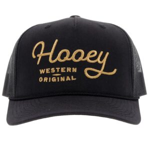 HOOEY OG Adjustable Snapback Trucker Mesh Back Hat with Logo (Black)