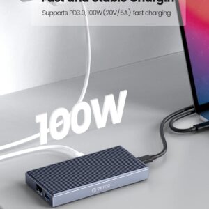 USB C Docking Station with M.2 NVMe SSD Enclosure, ORICO 9-in-1 USB-C Hub Adapter with NVMe Slot(Up to 4TB), PD 100W, 3 x 10Gbps USB3.1 USB-A, Type-C, 4K HDMI, TF/SD, Ethernet RJ45, Audio