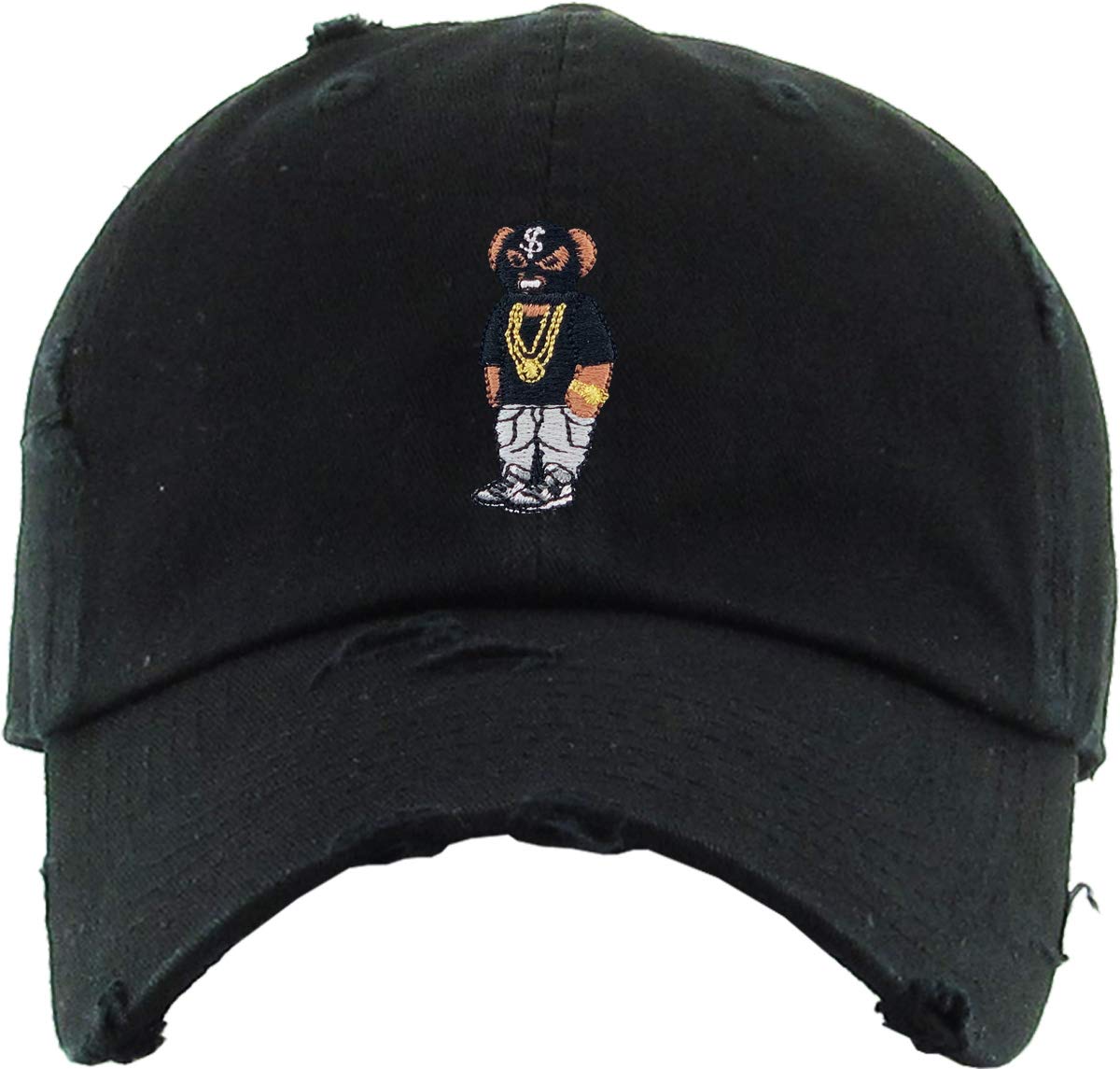 KBSV-197V BLK2 Masked Bear Dad Hat Baseball Cap Polo Style Unconstructed Adjustable Vintage