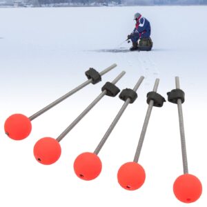 Red Ball Spring Rod Tip, 5PCS Ice Fishing Pole Spring Ball Tip High Strength Outdoor Durable for Reservoir Fishing(L)