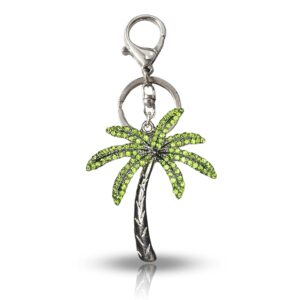 Sonoran Souvenirs Palm Tree Green Rhinestone Bling Bag Charm Tropical Party Favor Gifts Crystal Purse Charm