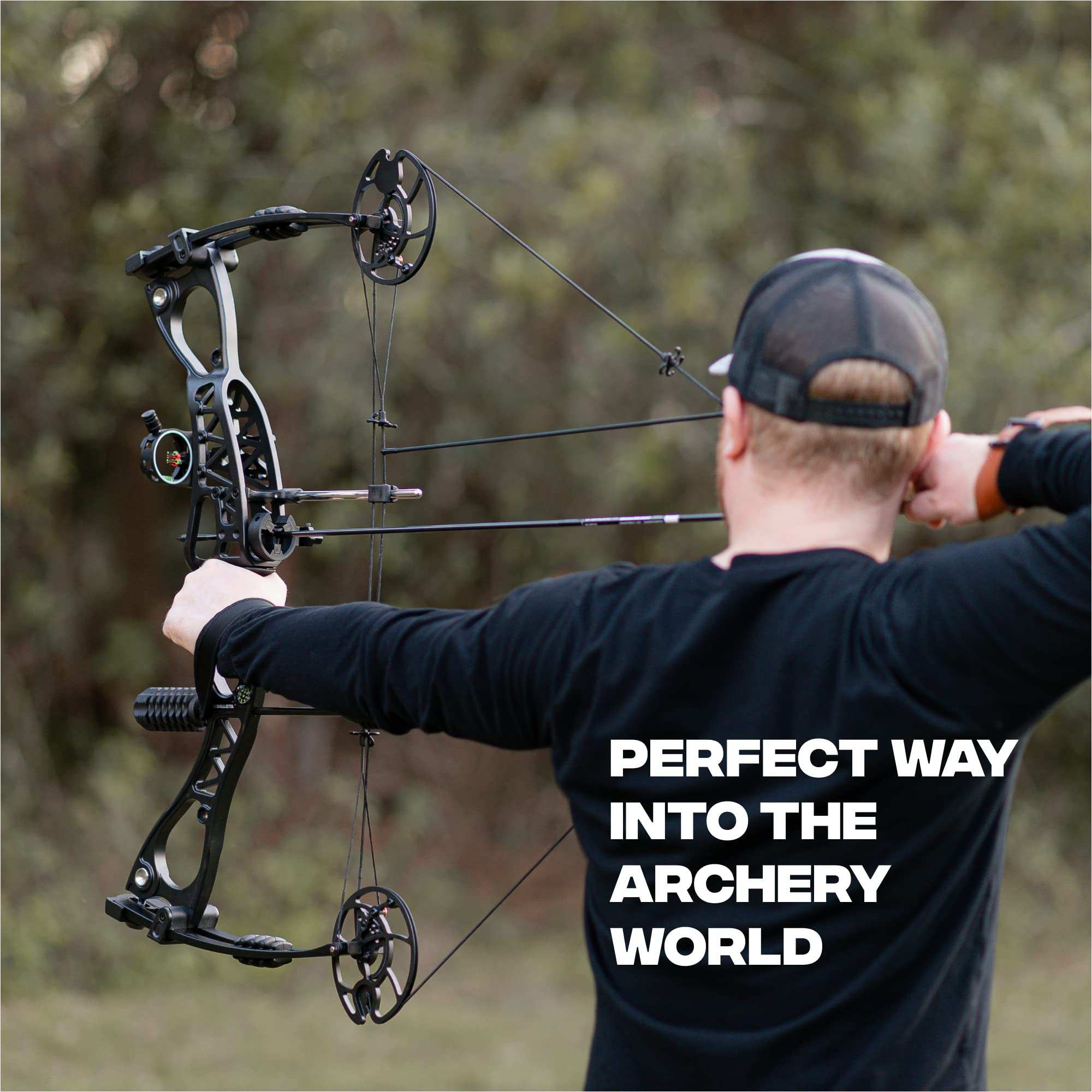 BALLISTA Universal X Compound Bow Package for Adults for Target and Hunting, Right Left Handed, 310 fps, 40-65 lbs Draw Weight, No Bow Press Needed