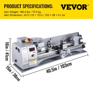 VEVOR Metal Lathe, 210x800 Mini Lathe Machine, 2500 RPM Variable Speed Change, 850W Precision Mini Lathe, Metal Working Lathe with Brushless Motor, Milling Machine for Various Metal Turning