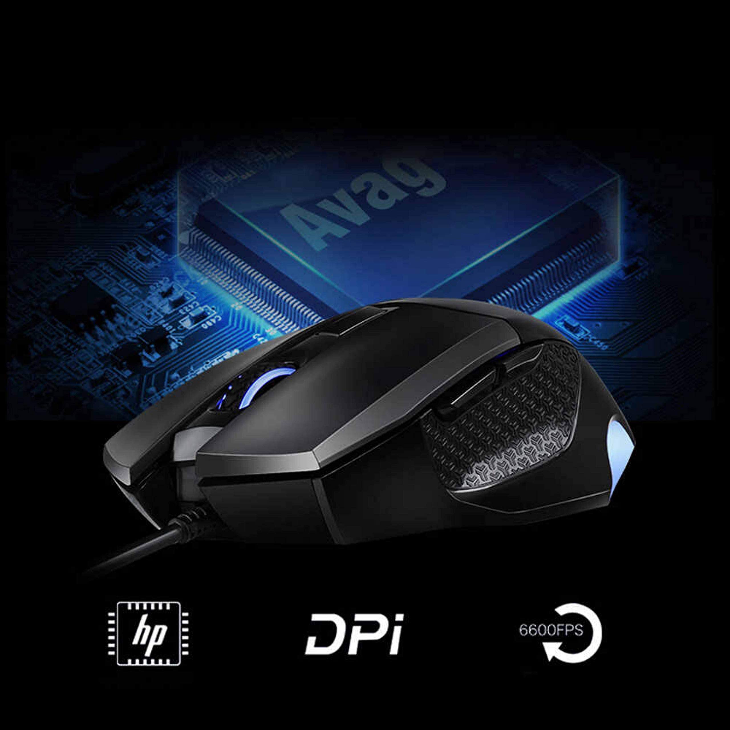 H P USB Gaming Mouse for E-Sports Gaming Adjustable DPI, Wired Backlit G200 Mouse