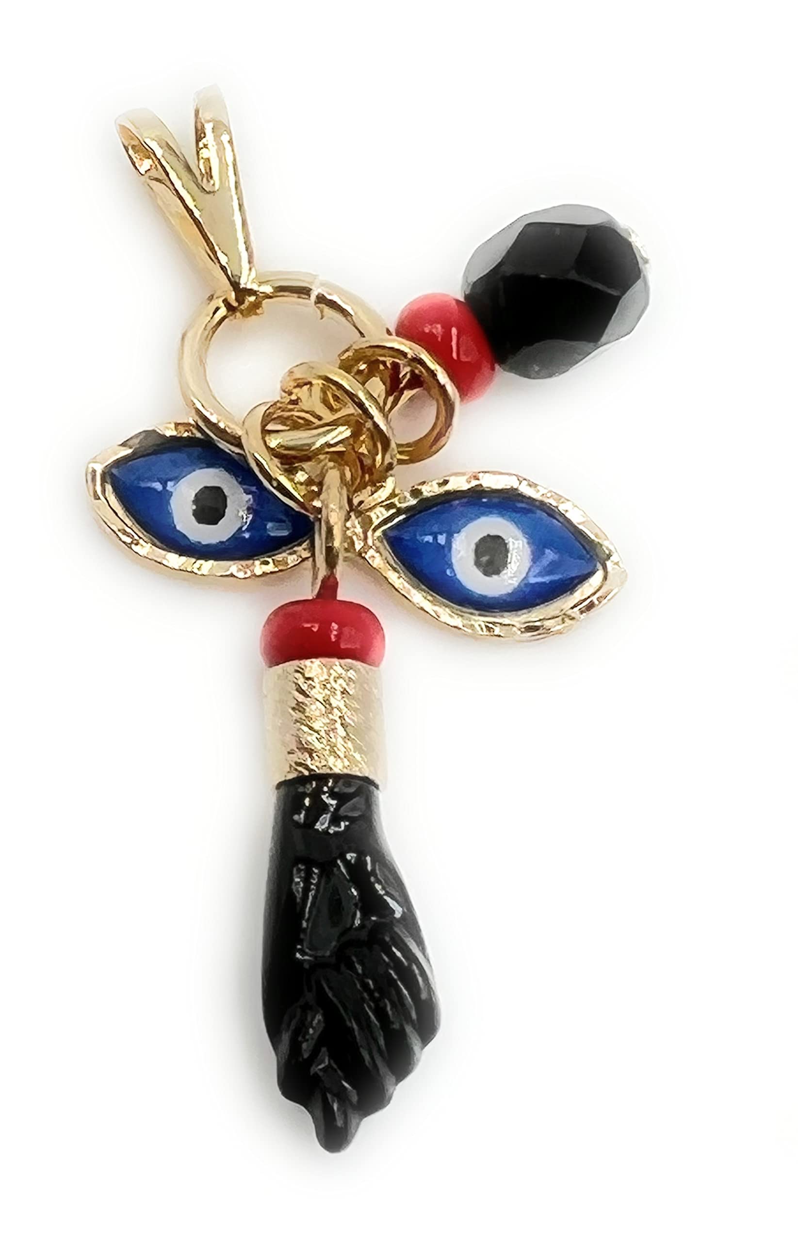 Gold Filled Azabache Pendant Prosperity & Good Fortune Evil Eye Protection Jewelry