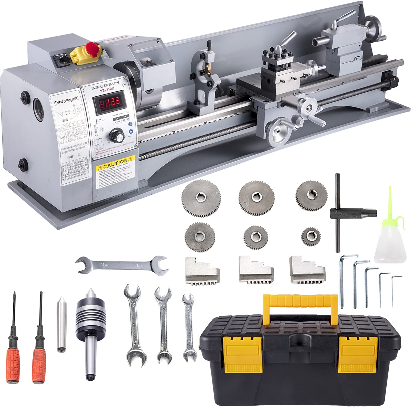 VEVOR Metal Lathe, 210x800 Mini Lathe Machine, 2500 RPM Variable Speed Change, 850W Precision Mini Lathe, Metal Working Lathe with Brushless Motor, Milling Machine for Various Metal Turning