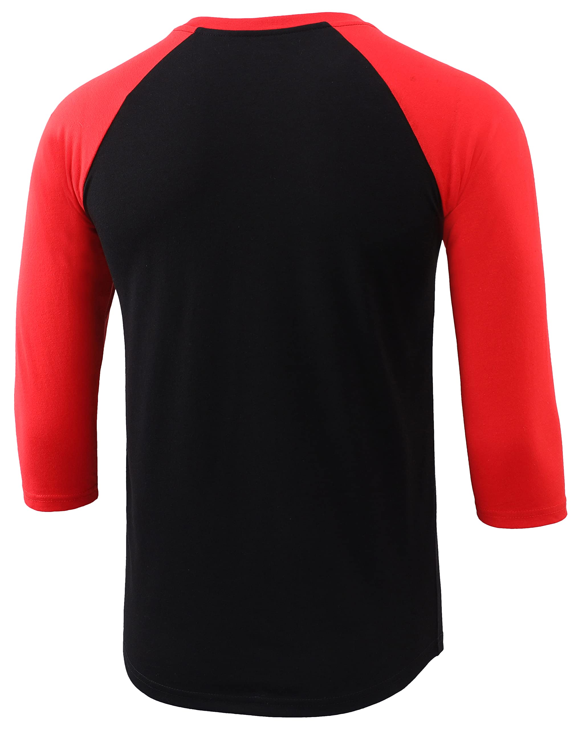 KNQR Mens Casual Basic Soft Tagless 3/4 Sleeve Active Sports Running Hiking Baseball Tee Shirts Black/Flame Red M