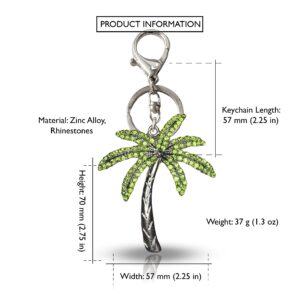 Sonoran Souvenirs Palm Tree Green Rhinestone Bling Bag Charm Tropical Party Favor Gifts Crystal Purse Charm