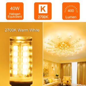 winshine 10 Pack G9 LED Bulb 4W (40W Halogen Equivalent) 2700K Soft White, T4 Chandelier Light Bulbs G9 Bi Pin Ceramic Base, No-Flicker 120V AC 400 Lumen 360°Beam Angle No-Dimmable