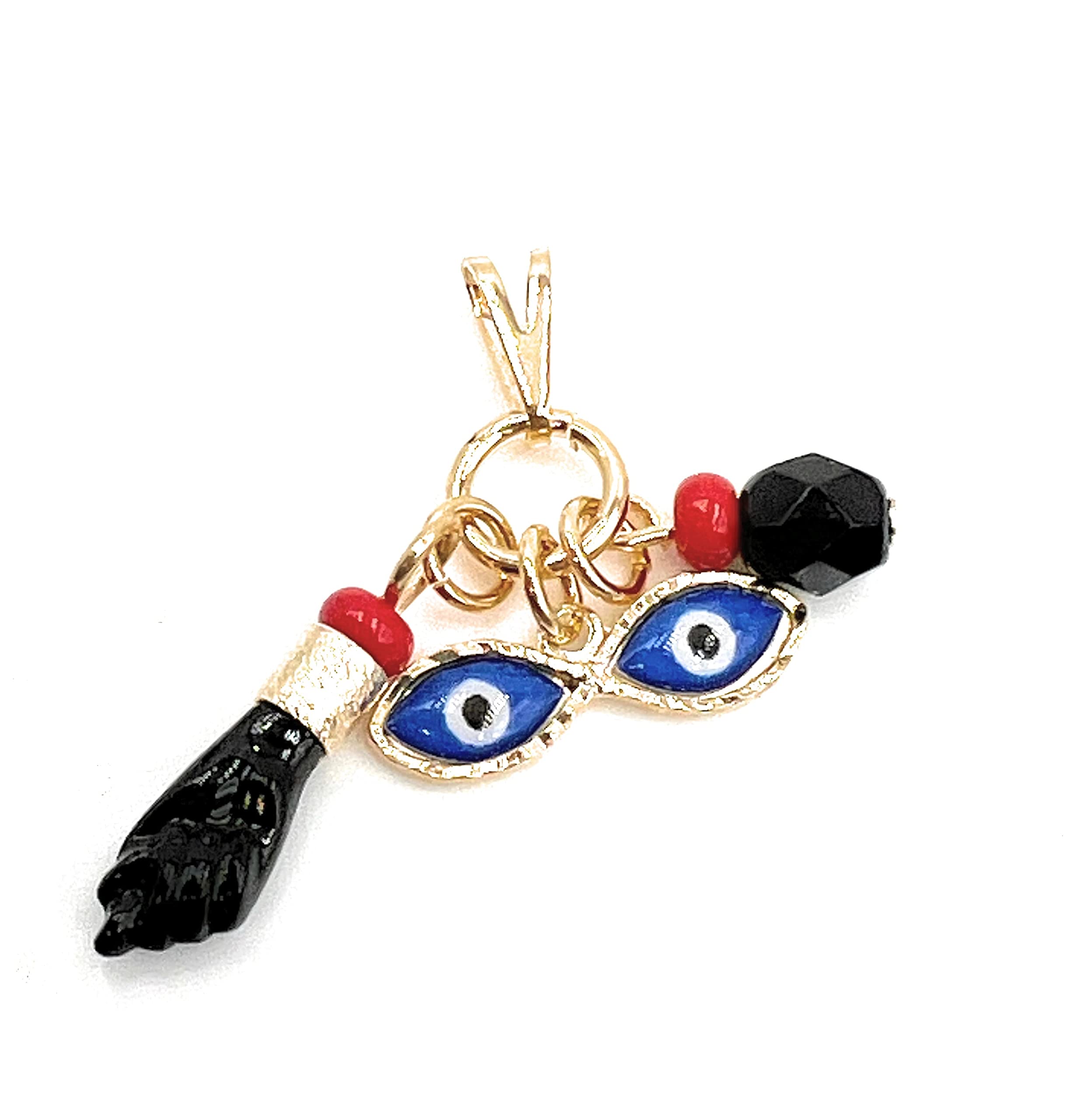 Gold Filled Azabache Pendant Prosperity & Good Fortune Evil Eye Protection Jewelry